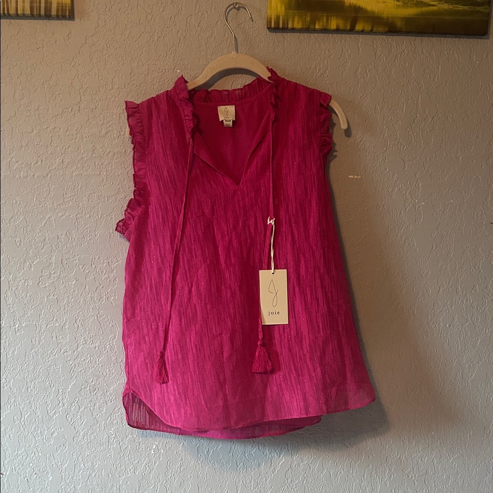 Joie Fuchsia Ruffle Trim Blouse